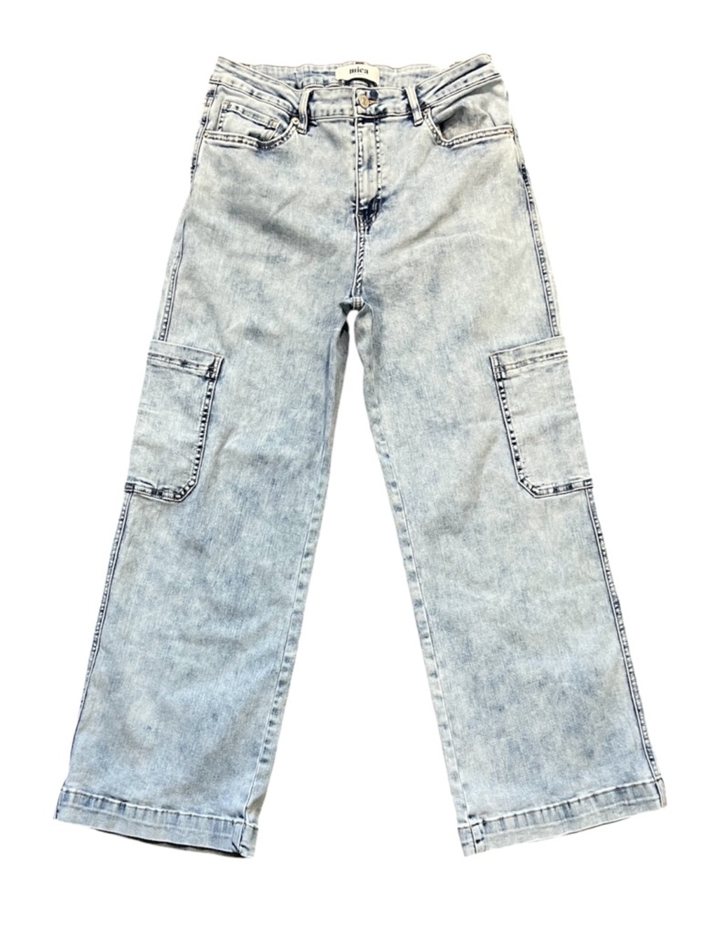Mica Light Blue Wide Leg Cargo Jeans for Women Size 30